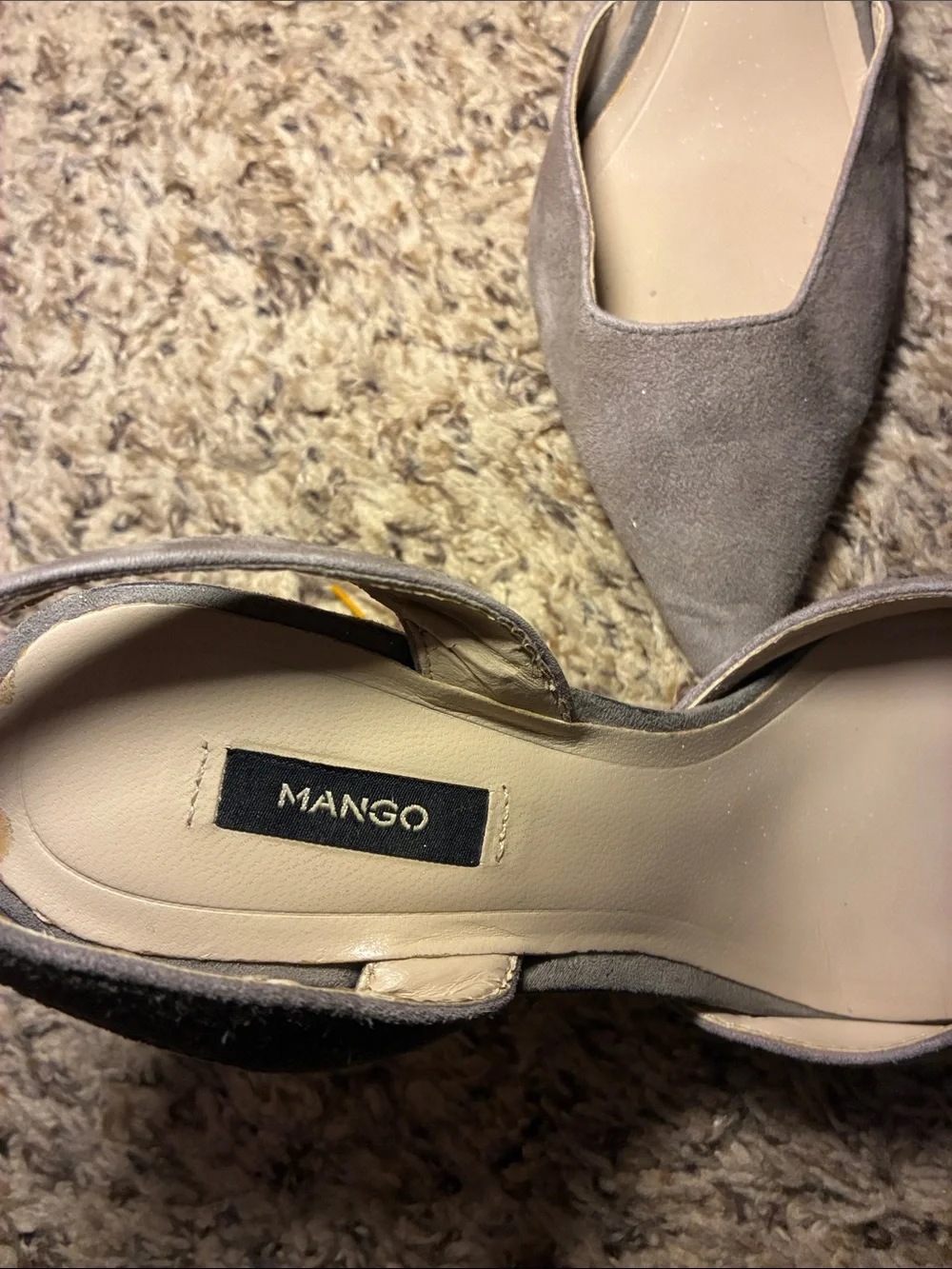 Mango Taupe Suede‎ Pointed Slingback Heels